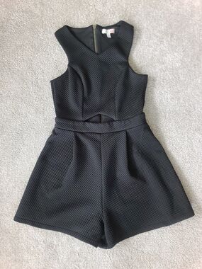 GB Black Textured Fit And Flare Romper Dress Size Small